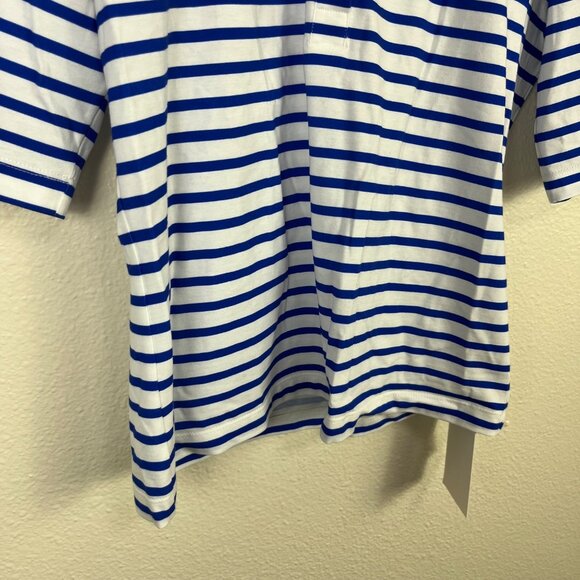 Rosetta Getty Half Sleeve Front Botton Polo Shirt Stripe Blue NWT Size XXL - Picture 4 of 9